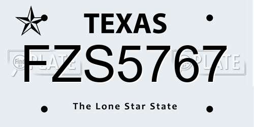 FZS5767 Texas License Plate