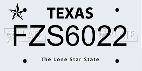 FZS6022 Texas License Plate