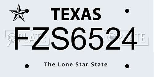 FZS6524 Texas License Plate