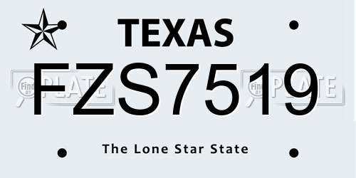 FZS7519 Texas License Plate