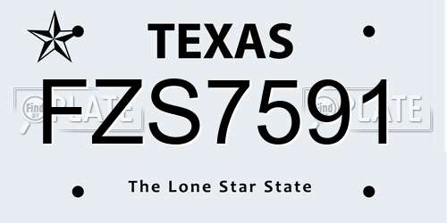 FZS7591 Texas License Plate