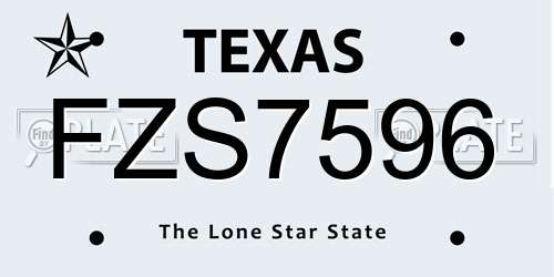 FZS7596 Texas License Plate