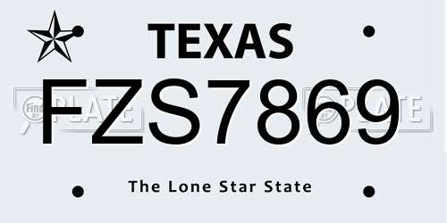 FZS7869 Texas License Plate
