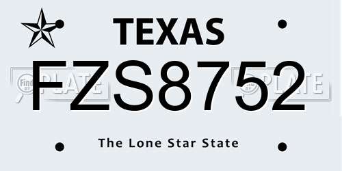 FZS8752 Texas License Plate