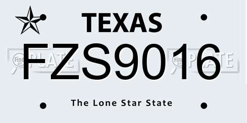 FZS9016 Texas License Plate