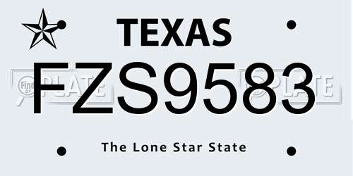 FZS9583 Texas License Plate