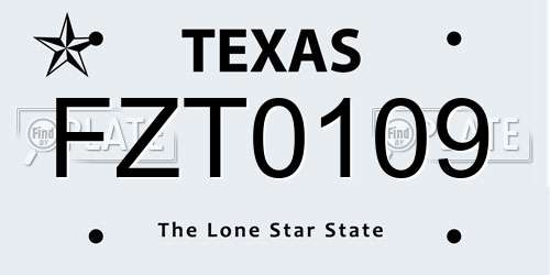FZT0109 Texas License Plate