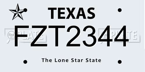FZT2344 Texas License Plate