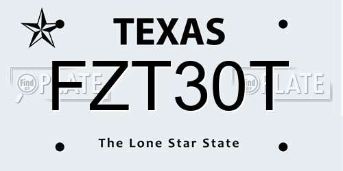FZT30T Texas License Plate