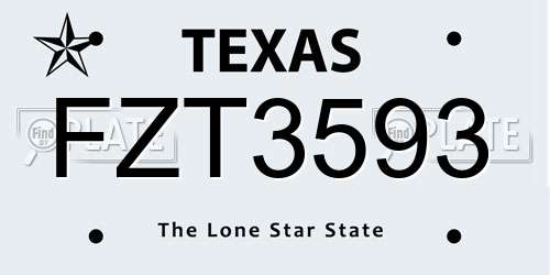FZT3593 Texas License Plate