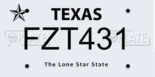 FZT431 Texas License Plate