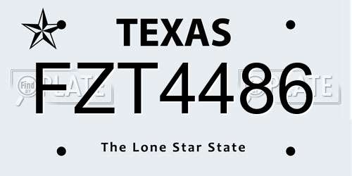 FZT4486 Texas License Plate