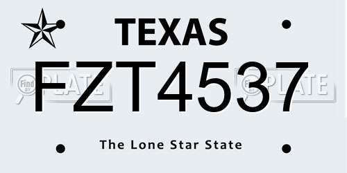 FZT4537 Texas License Plate