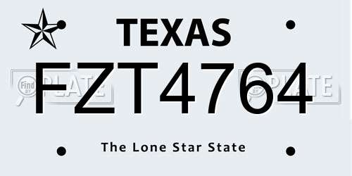 FZT4764 Texas License Plate