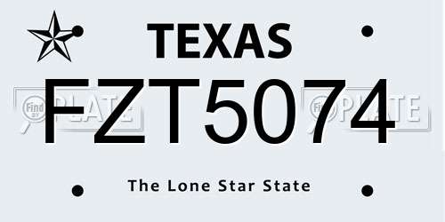 FZT5074 Texas License Plate