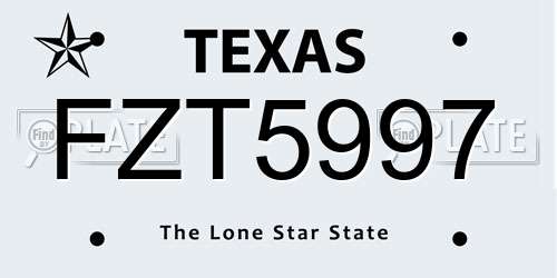 FZT5997 Texas License Plate