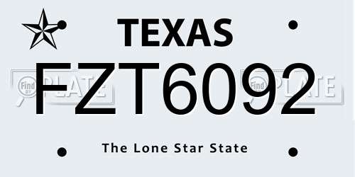 FZT6092 Texas License Plate