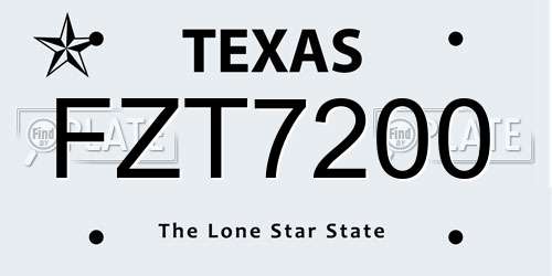 FZT7200 Texas License Plate
