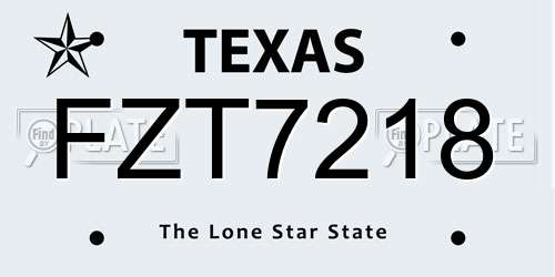 FZT7218 Texas License Plate