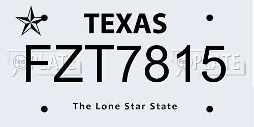 FZT7815 Texas License Plate