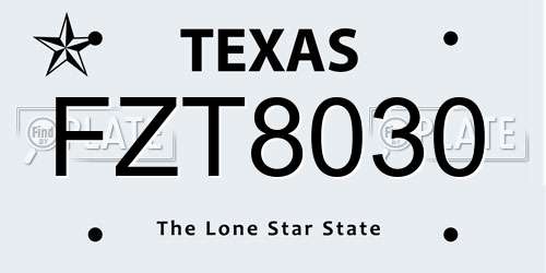 FZT8030 Texas License Plate