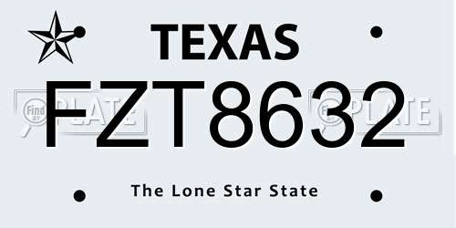 FZT8632 Texas License Plate