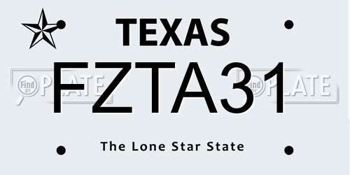 FZTA31 Texas License Plate