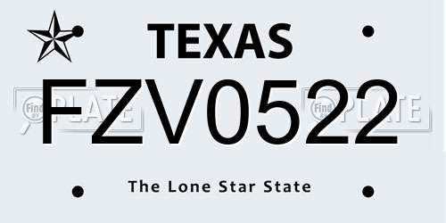 FZV0522 Texas License Plate