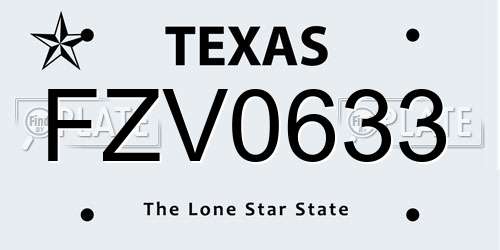FZV0633 Texas License Plate