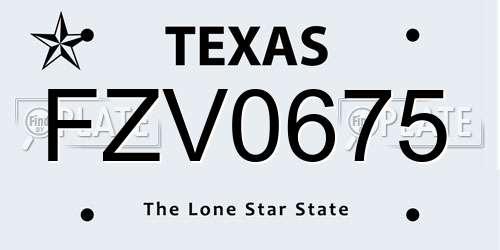 FZV0675 Texas License Plate