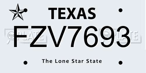 FZV7693 Texas License Plate