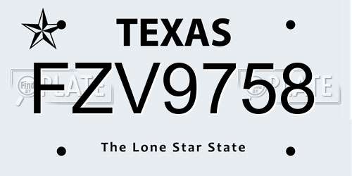 FZV9758 Texas License Plate