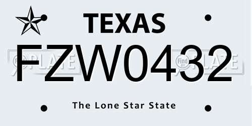 FZW0432 Texas License Plate