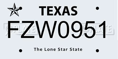 FZW0951 Texas License Plate