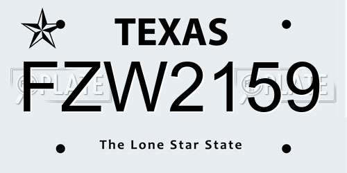 FZW2159 Texas License Plate