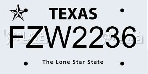 FZW2236 Texas License Plate