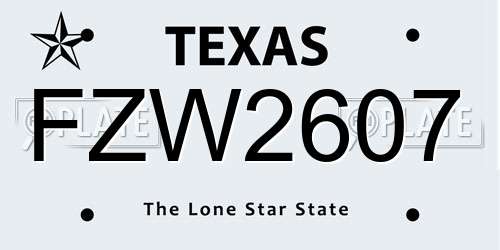 FZW2607 Texas License Plate