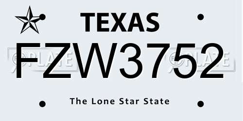 FZW3752 Texas License Plate