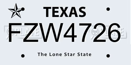 FZW4726 Texas License Plate