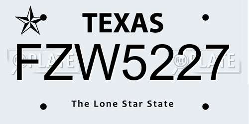 FZW5227 Texas License Plate