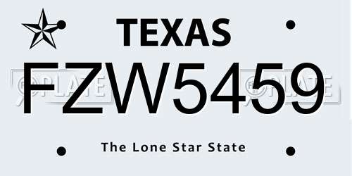 FZW5459 Texas License Plate