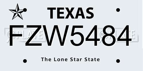 FZW5484 Texas License Plate