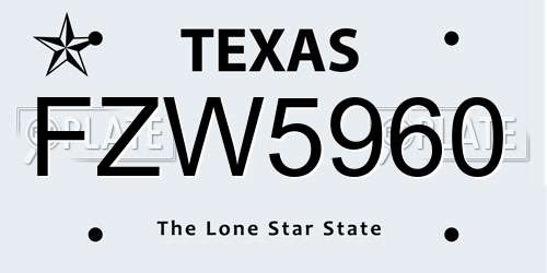 FZW5960 Texas License Plate