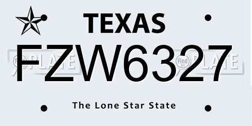 FZW6327 Texas License Plate