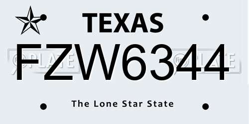 FZW6344 Texas License Plate