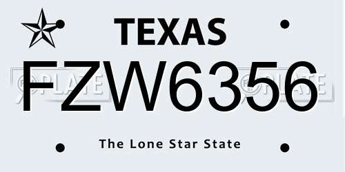 FZW6356 Texas License Plate