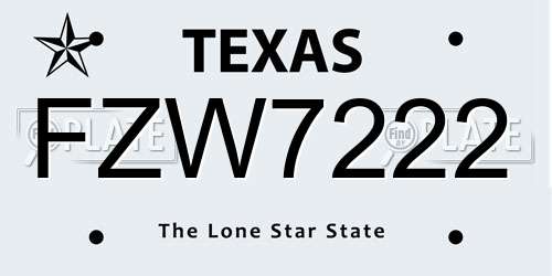 FZW7222 Texas License Plate