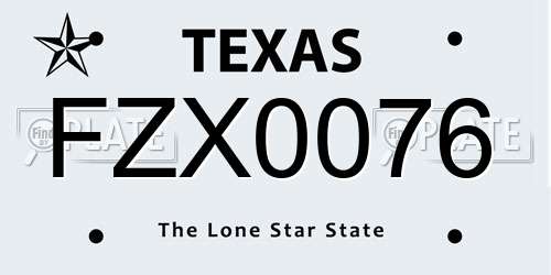 FZX0076 Texas License Plate