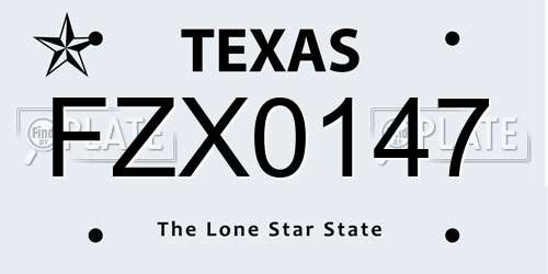 FZX0147 Texas License Plate
