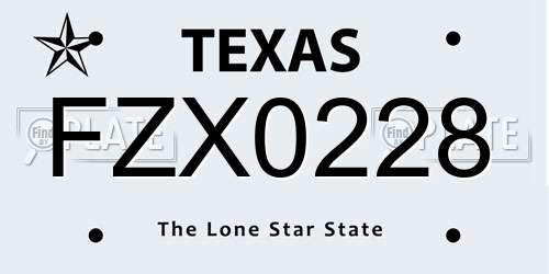 FZX0228 Texas License Plate